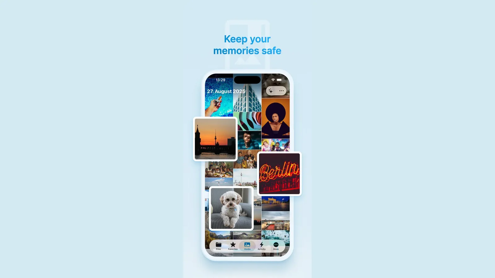 Files iOS app — unified search, photo library, sharing dialog, and offline access