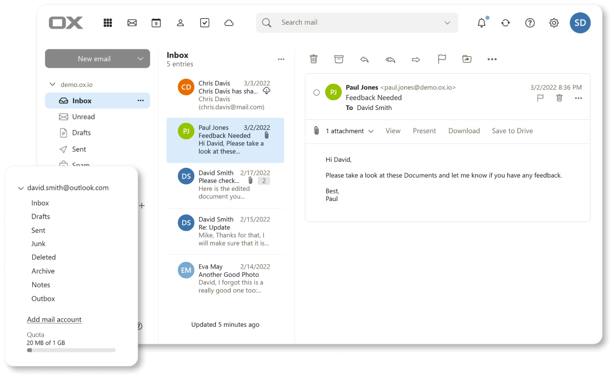 Mail interface preview 1
